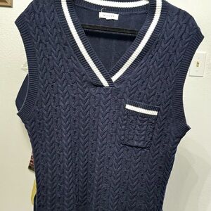 Navy Blue Cable Knit Men's Sweater Vest